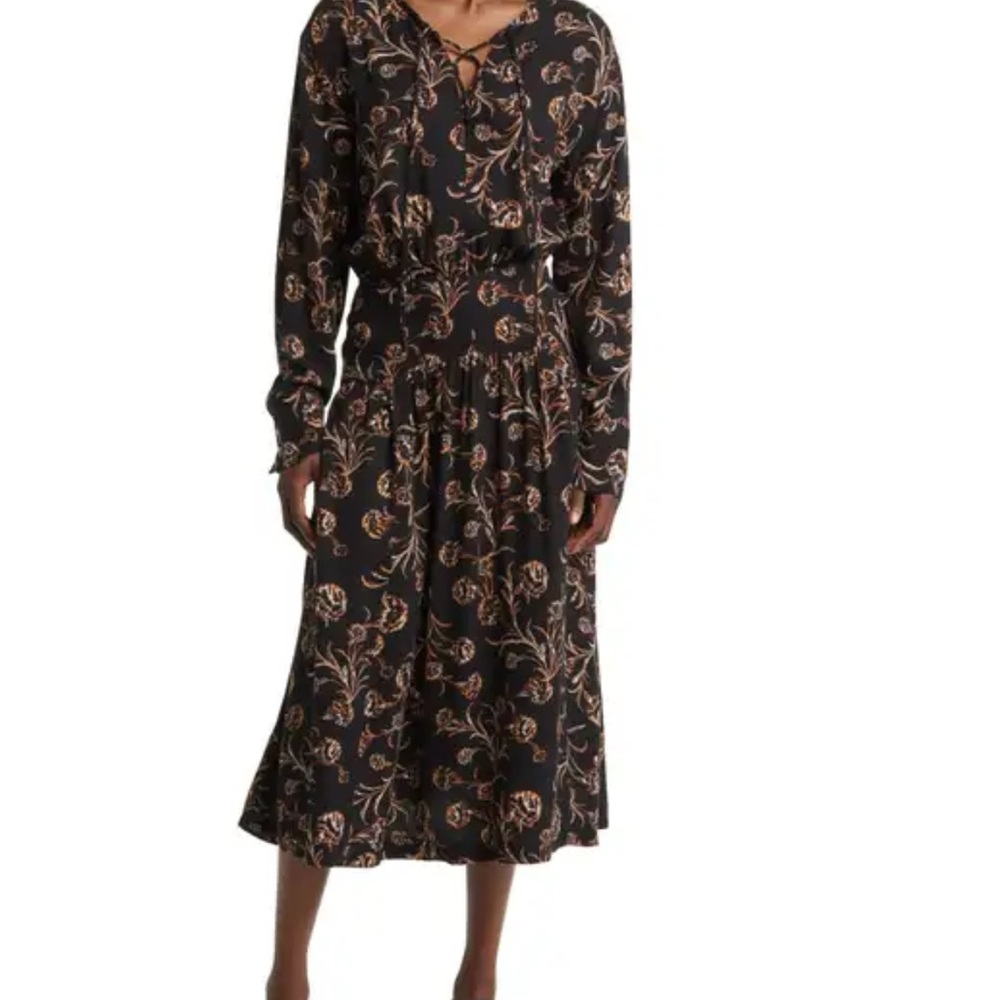 Treasure & Bond Lace-up Midi Dress